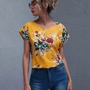 Shein Yellow Short Sleeve Top